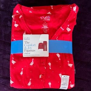 croft & barrow Red Two-Piece Pajama Set with White Duck Print